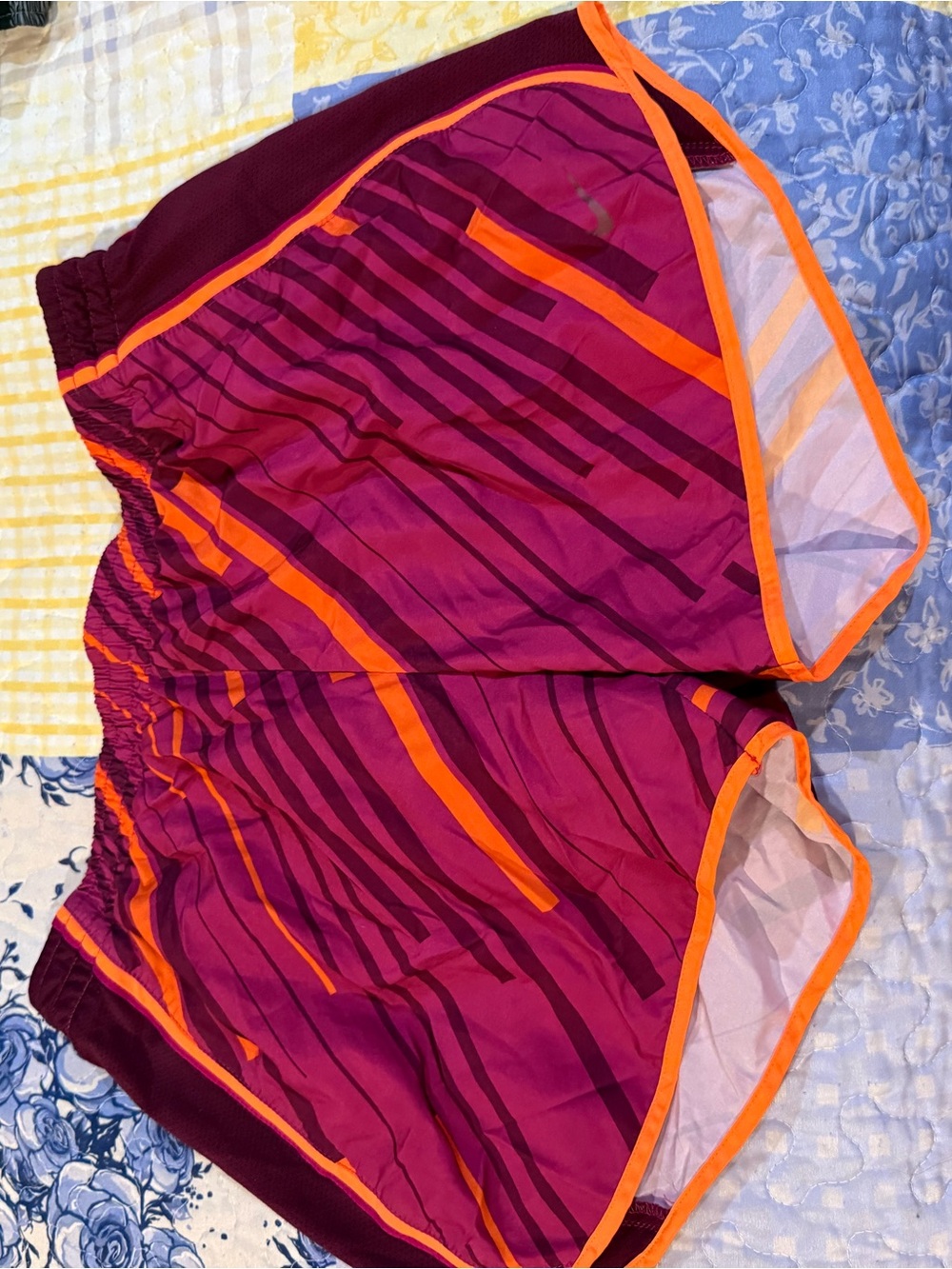 Nike Women's Magenta Athletic Shorts with Orange Trim